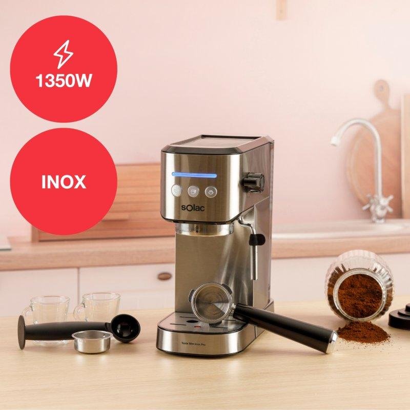 Thumbnail 3 de Cafetera Espresso Solac Taste Slim Pro Inox 1L 20 Bares con vaporizador y calienta tazas