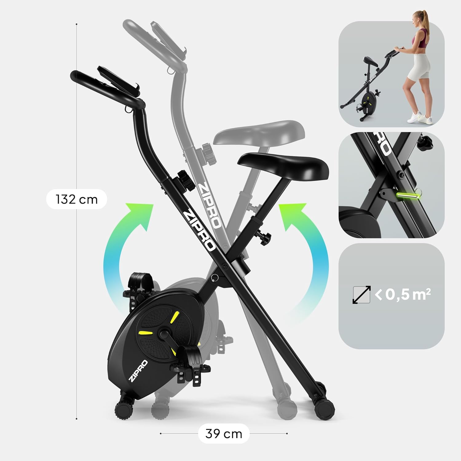 Thumbnail 3 de ZIPRO Velo D Appartement Eclipse X : vélo d’appartement pliable avec résistance magnétique et suivi Bluetooth