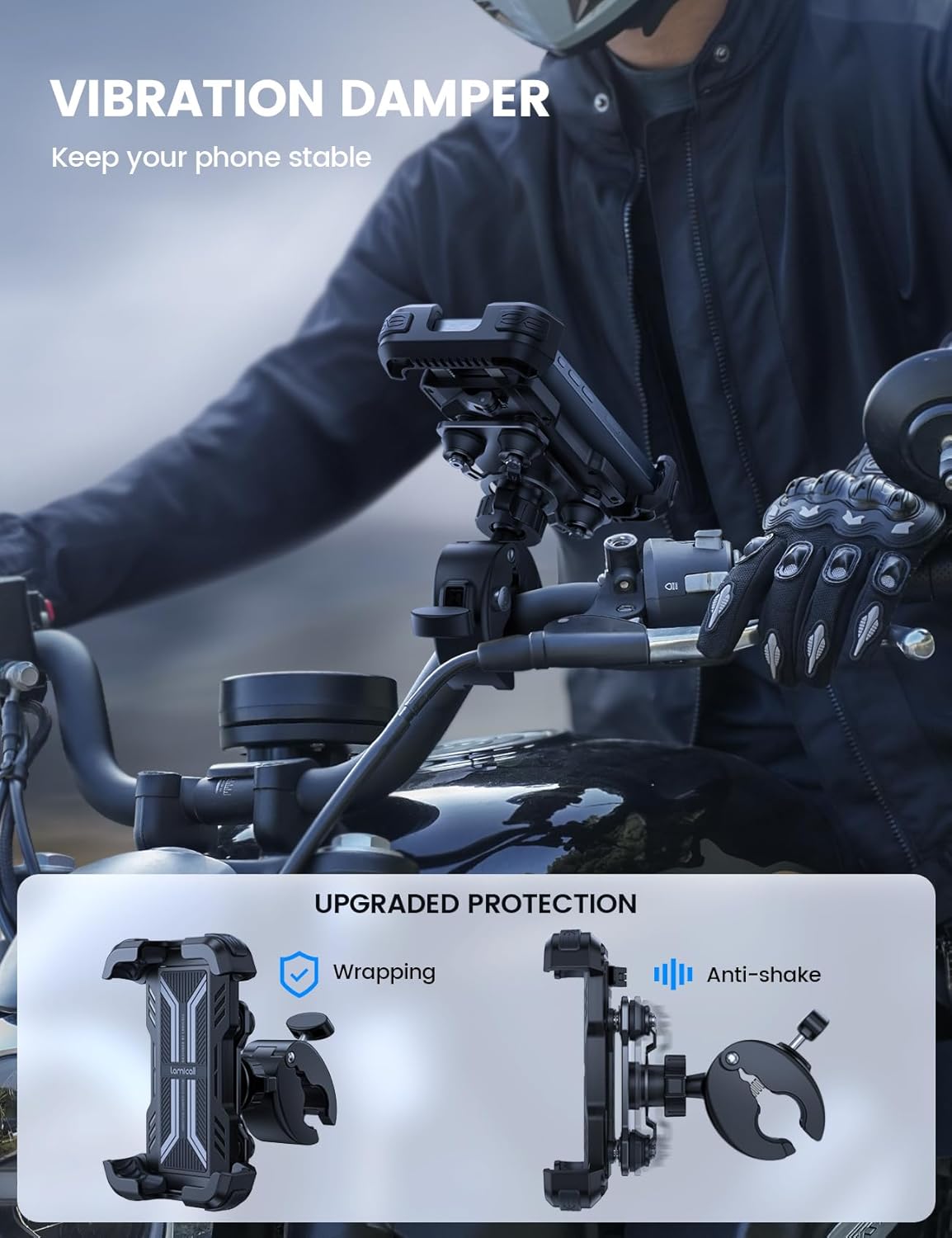 Detalle 2 de Lamicall Motorcycle Phone Mount Holder for iPhone 16