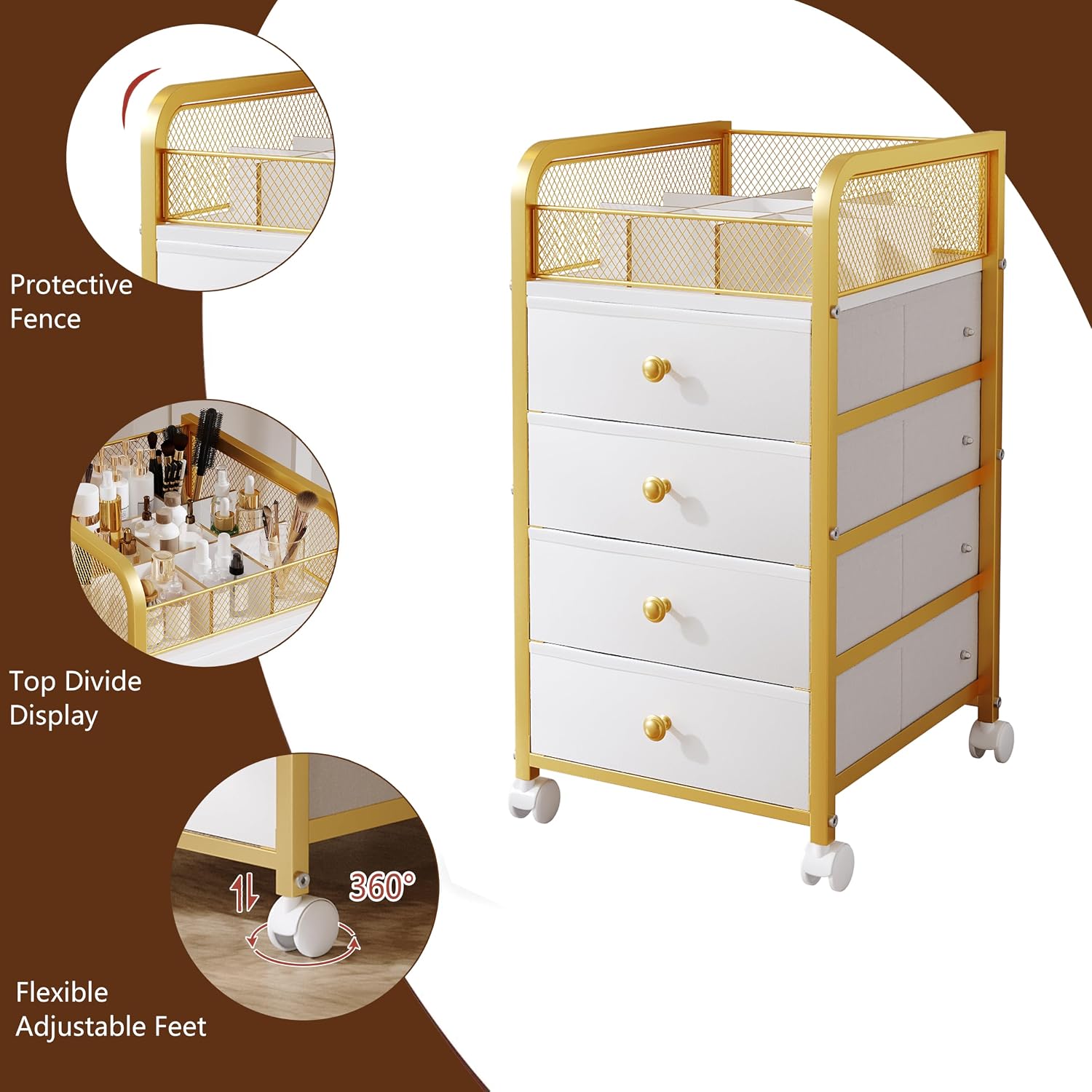 Thumbnail 5 de Rolling Makeup Organizer Cart with 4 Drawers