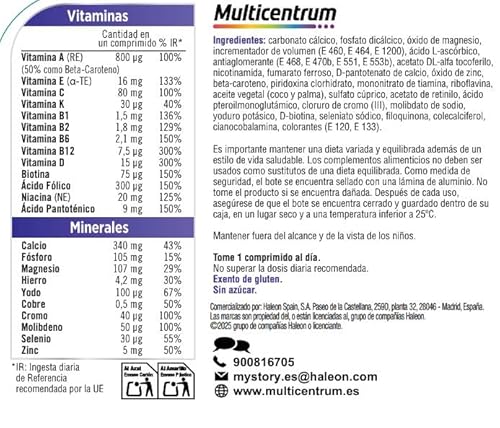 Detalle de Multicentrum Mujer 50+ | Complemento multivitamínico y multimineral para postmenopausia