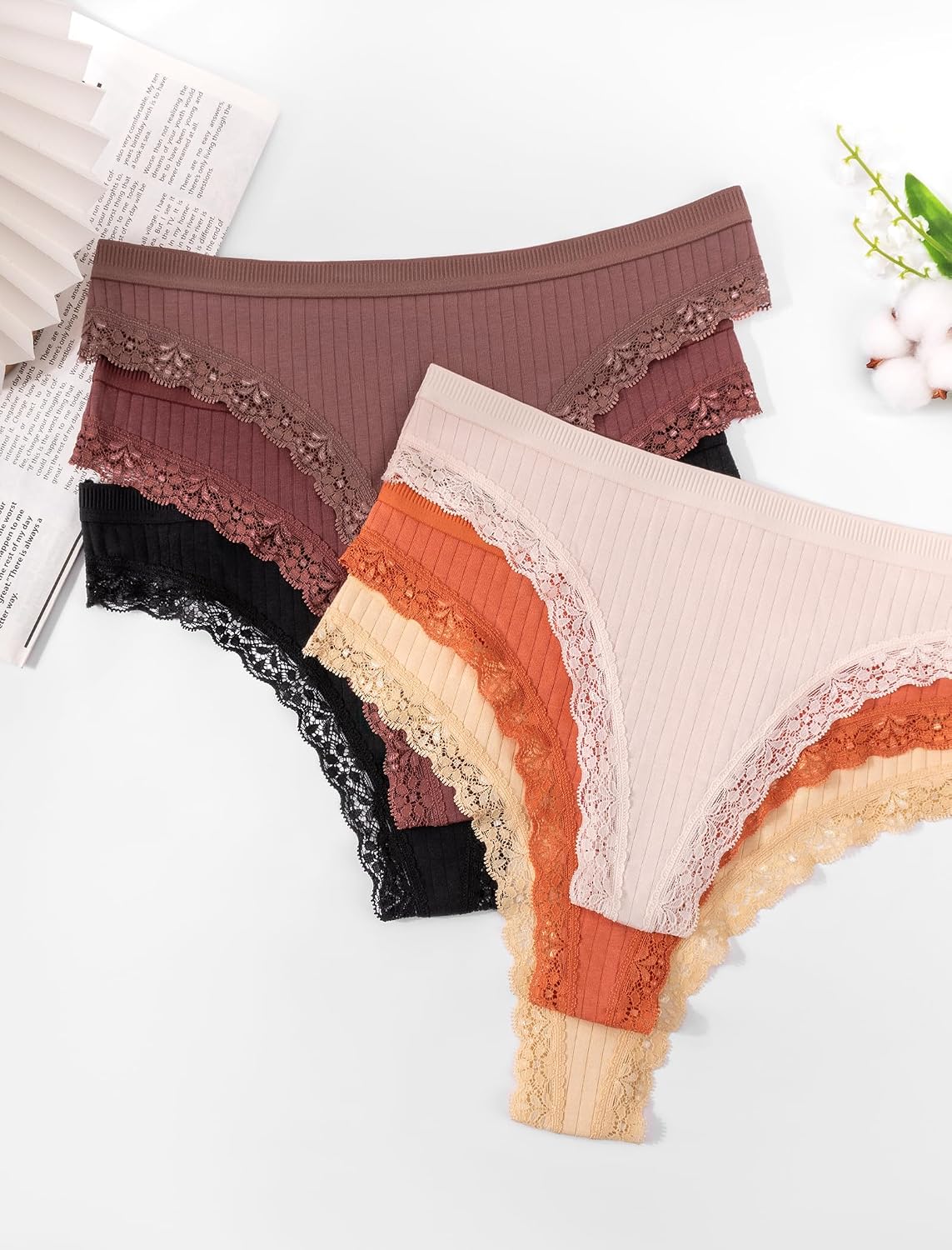 Detalle 2 de ANSUKOO stringtrosor i bomull, 6-pack med låg midja och sömlös design