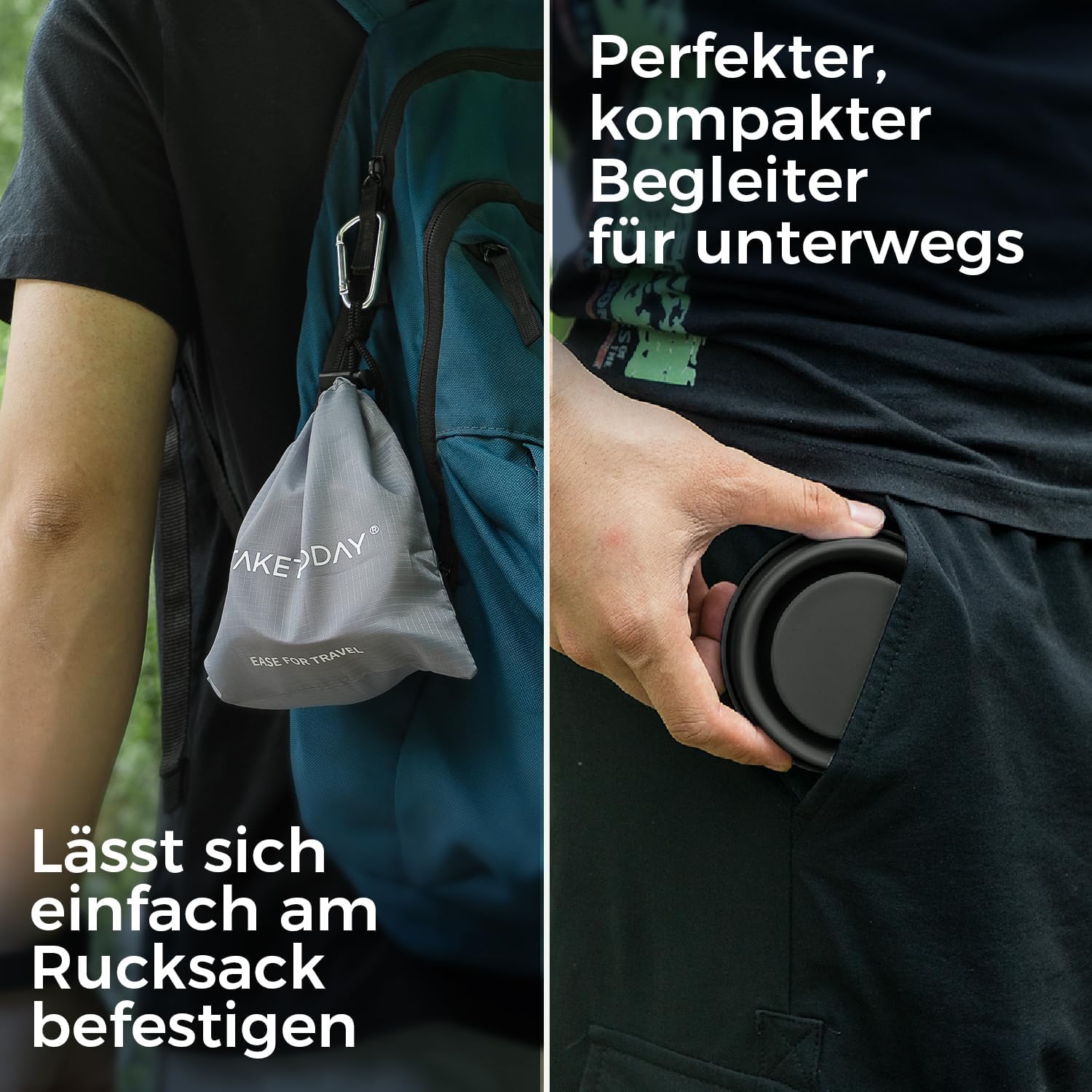 Detalle 2 de TakeToday Zusammenklappbarer Reisebecher 240 ml – Silikon-Faltbecher für Camping, Outdoor und Reisen