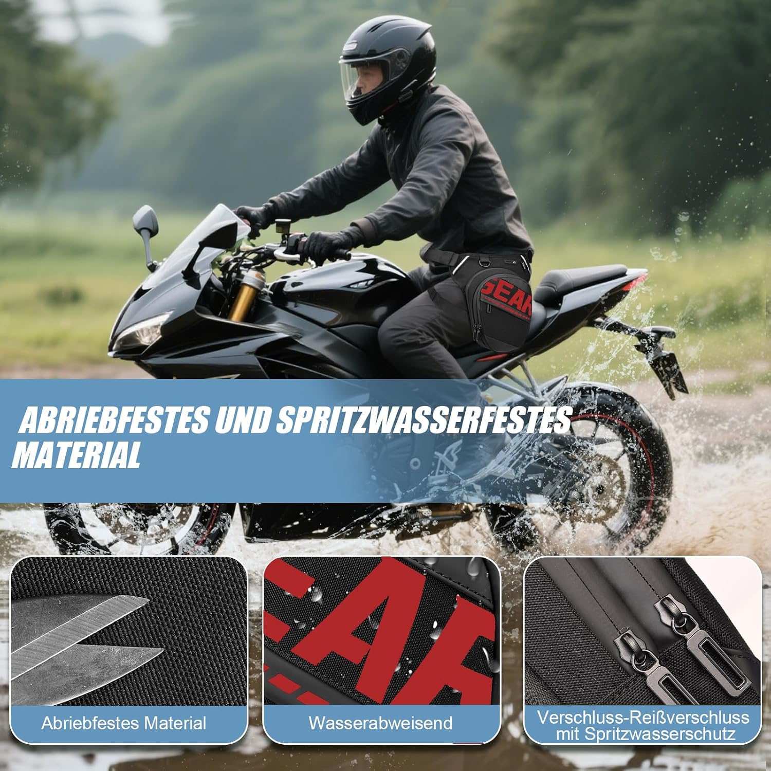 Thumbnail 3 de Eshow Beintasche Motorrad – erweiterbare Oberschenkeltasche für Herren und Damen