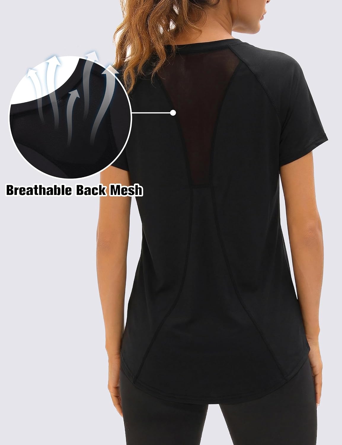 Thumbnail 3 de Wayleb Gym Tops Women: V-Neck Quick-Dry Fitness Tee for Yoga and Running