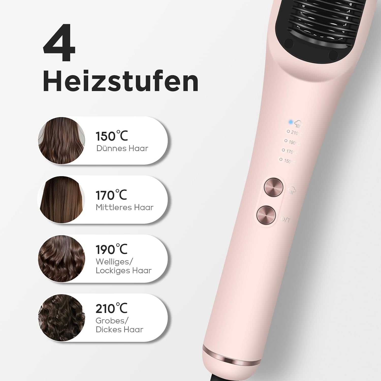 Detalle de Pro Dampf Glättbürste von PARWIN PRO BEAUTY – 3-in-1 Dampfhaarglätter mit LED-Anzeige