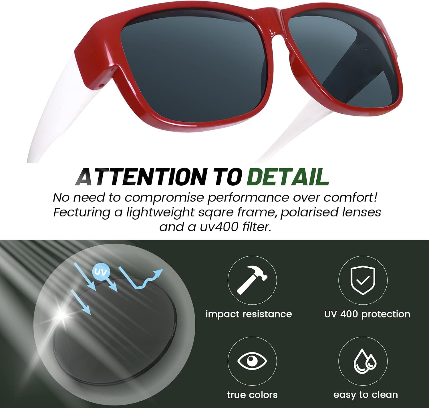 Detalle 2 de LVIOE Over Glasses Fit-over Sunglasses for Women/Men – Polarised Wrap Around Driving Sunglasses
