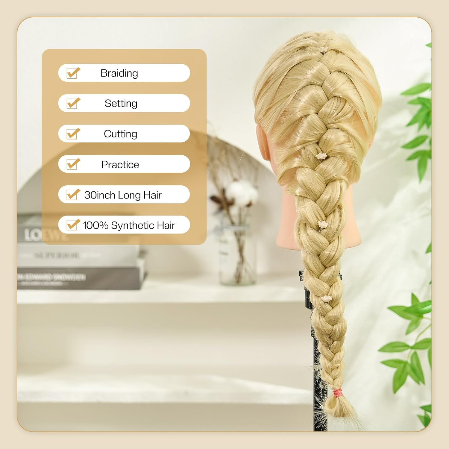 Thumbnail 3 de Neverland Beauty 30 Zoll Frisierkopf – 100% synthetisches Haar, Tischklemme, Zubehör