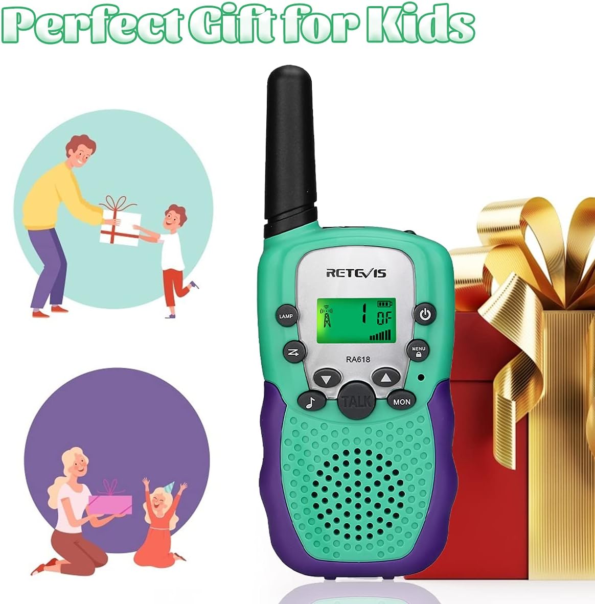 Thumbnail 3 de Retevis RA618 talkie-walkie enfants (RA618) vert – 8 canaux, VOX et codes DCS/CTCSS
