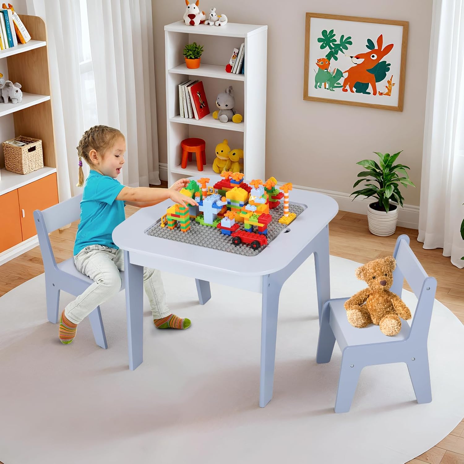 Detalle de MAMIZO Mesa Infantil con 2 sillas 40x40 cm