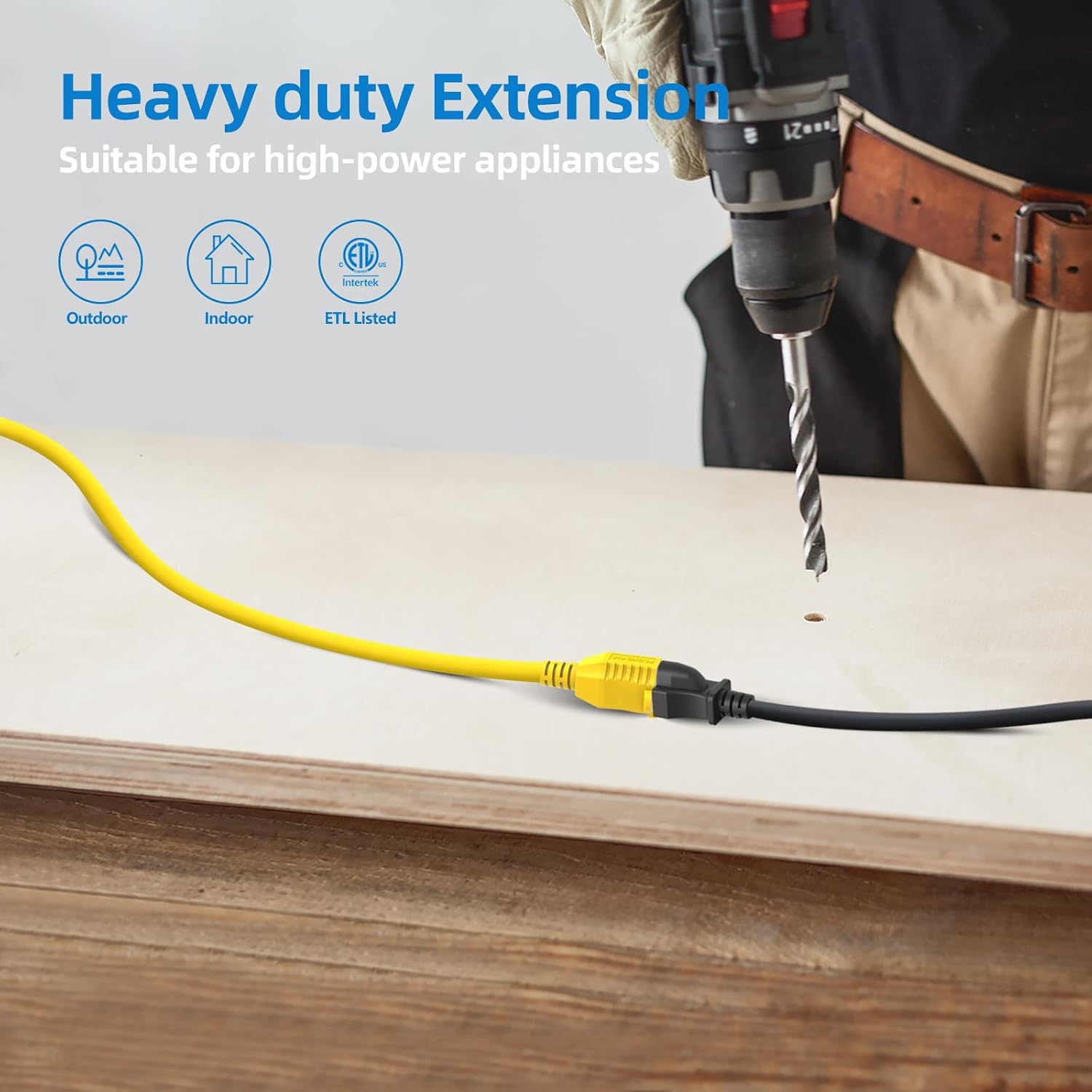 Thumbnail 4 de Flexoria FX-1012 12-Gauge Outdoor Extension Cord, 25 ft, 15A, Yellow