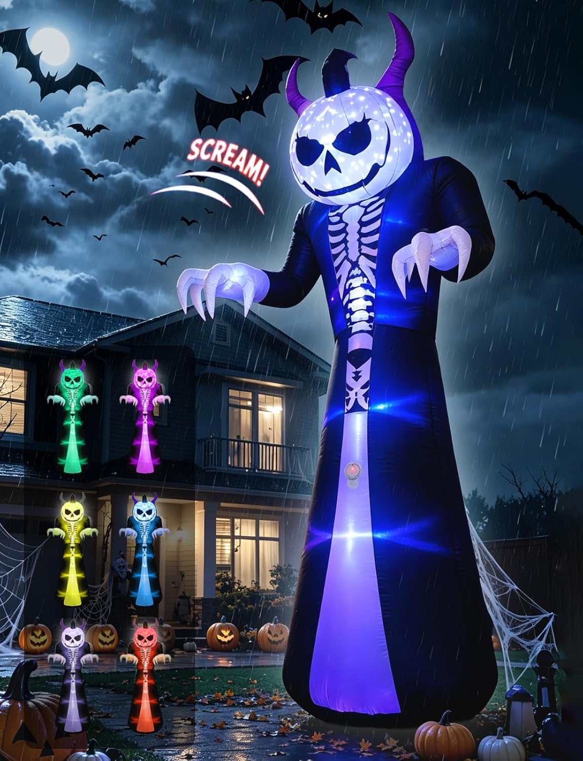 Detalle de Elegear LE-CO-0020-US 10FT Grim Reaper Halloween Inflatable with Motion-Activated Scream