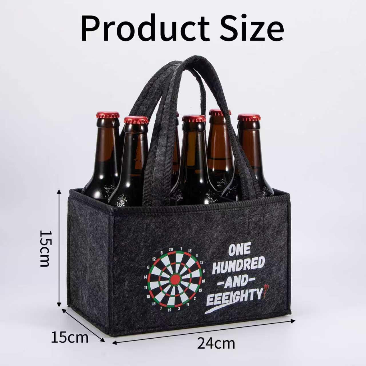 Detalle de UV STYLISH “WOO 180!” Reusable Felt Beer Carrier Bag for Darts Fans (holds 6 bottles)