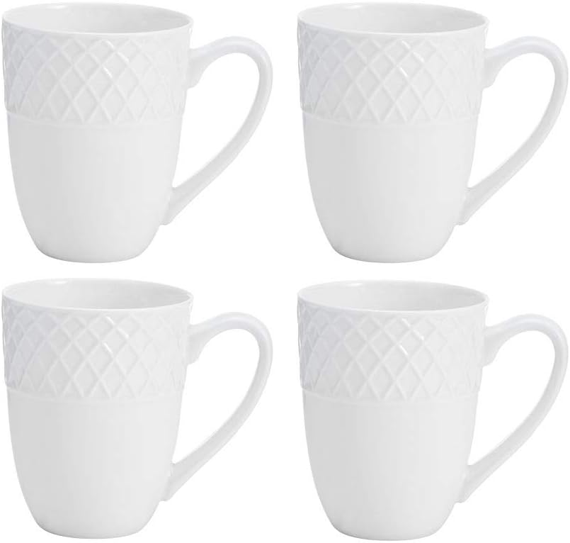 Thumbnail 4 de Mikasa Trellis 16-Piece Bone China Dinnerware Set in White (Plates, Bowls, and Mugs)