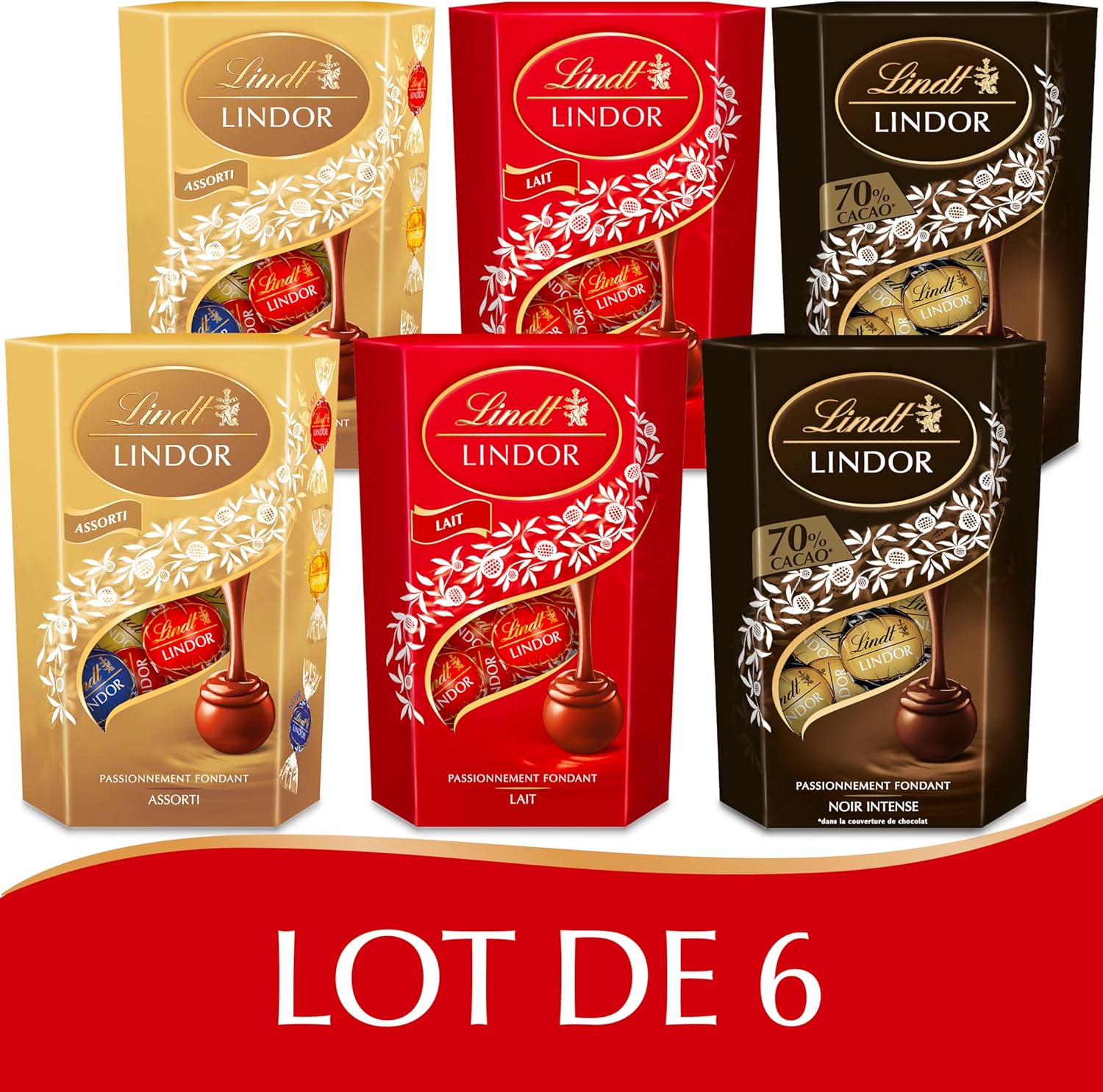 Thumbnail 2 de Lindt LINDOR 6x200g Cornets chocolat 🍫