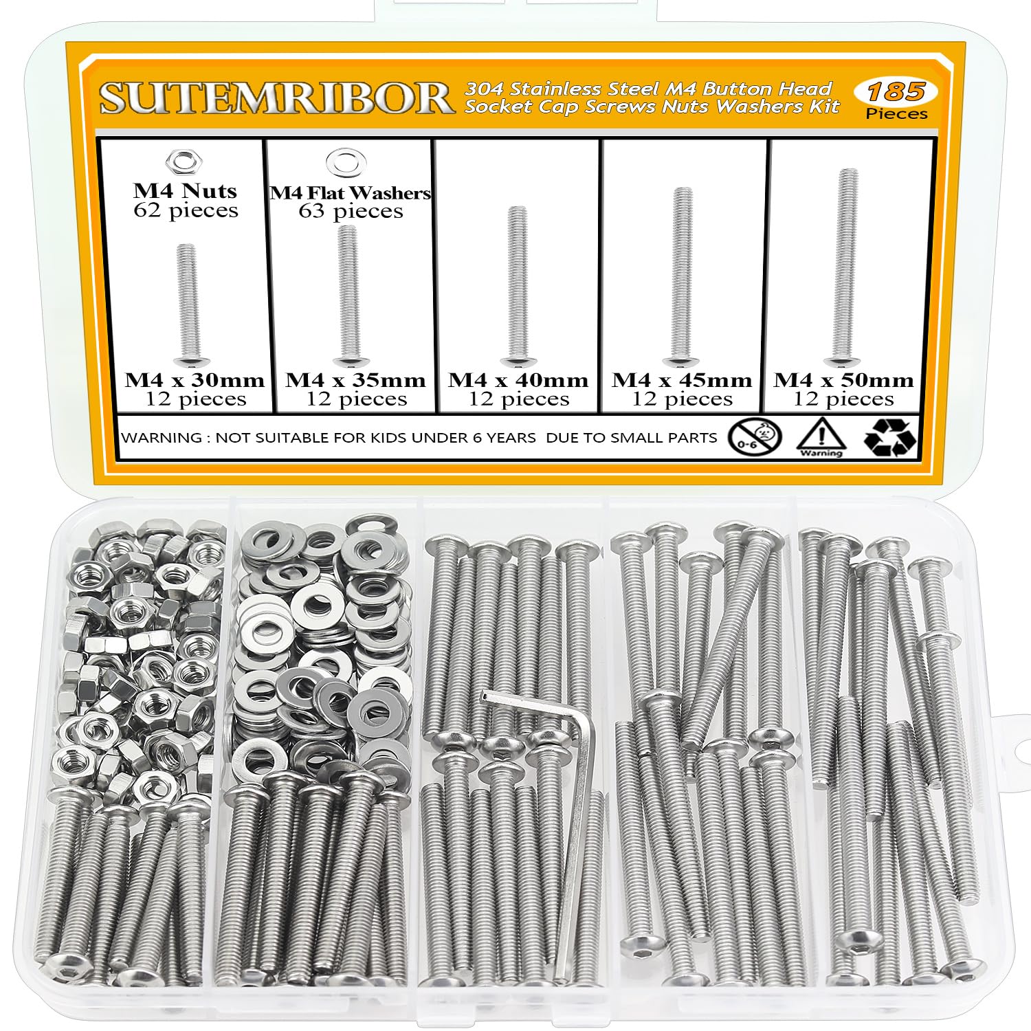 Thumbnail 6 de Sutemribor Button Head Socket Cap Screws, M4 x 25mm