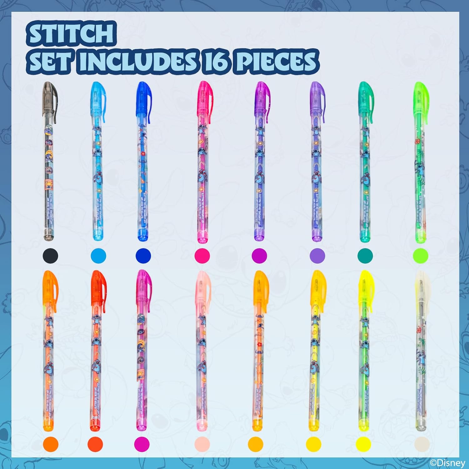 Thumbnail 1 de Townley Girl Disney Stitch Glitter Pen Set 16pc