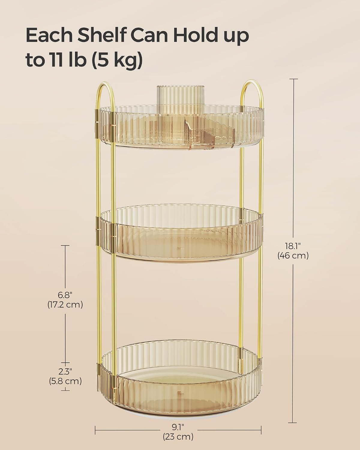 Detalle de SONGMICS Rotating Makeup Organiser 3-Tier
