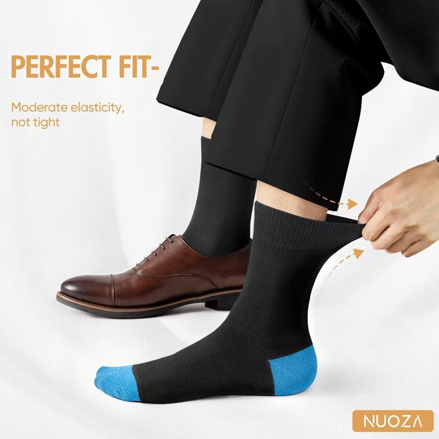 Detalle de NUOZA 12 Paar Anzugsocken Herren 47–50 Schwarz – atmungsaktiv, langlebig