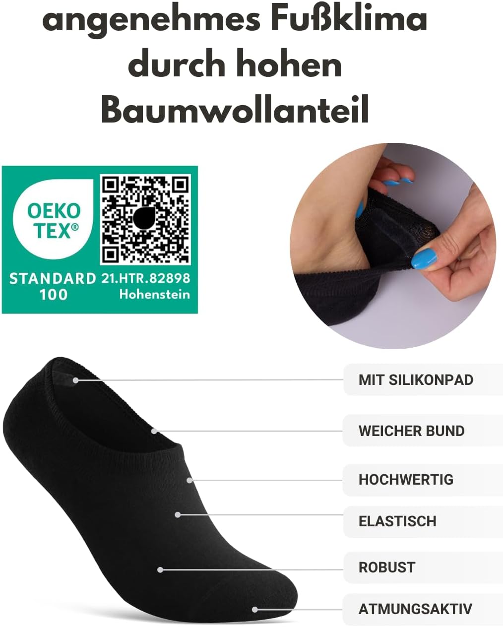 Detalle de Sockenkauf24 10 Paar Füßlinge für Sneaker