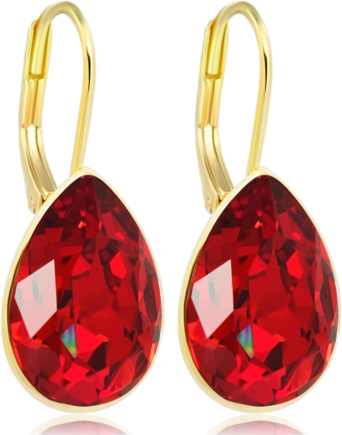Detalle de 925 Ohrringe Kristallen Gold Schlichte Ohrhänger – 26 mm lang, klappverschluss