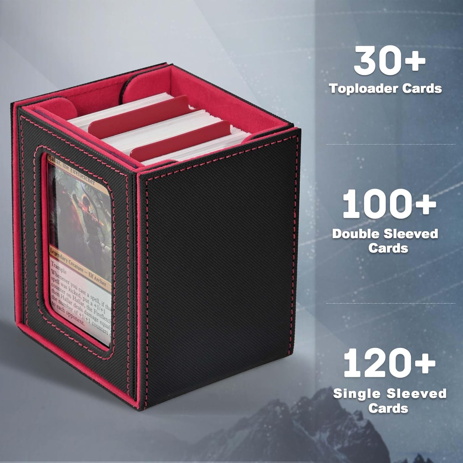 Thumbnail 3 de ZLCA MTG Deck Box mit Commander Display – Premium Aufbewahrung für 100+ Karten (Black&Red)