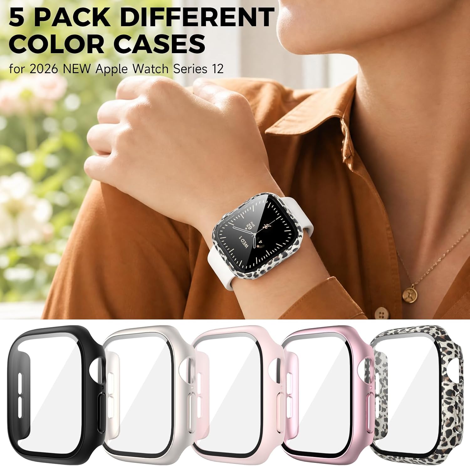 Thumbnail 6 de Haojavo Apple Watch Series 12 42mm Case, 5-Pack with Tempered Glass