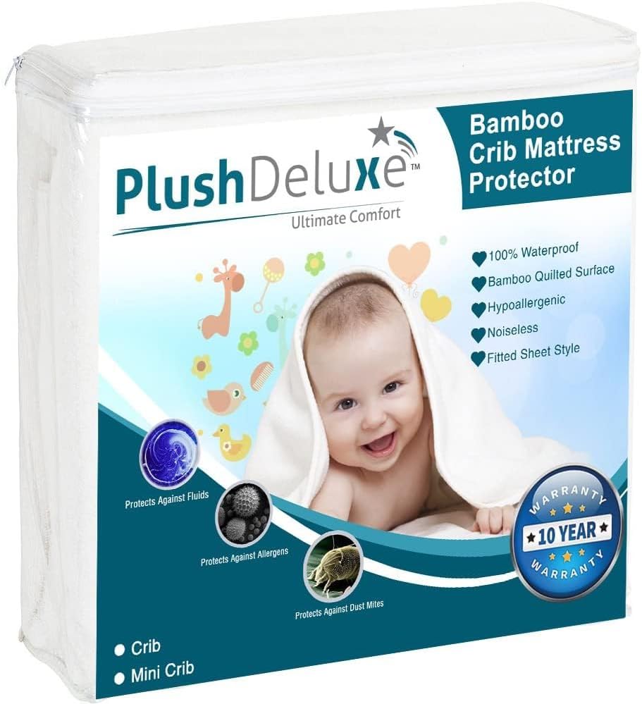 Detalle de PlushDeluxe 4729 Pack and Play Mattress Protector, Waterproof, 39" x 27