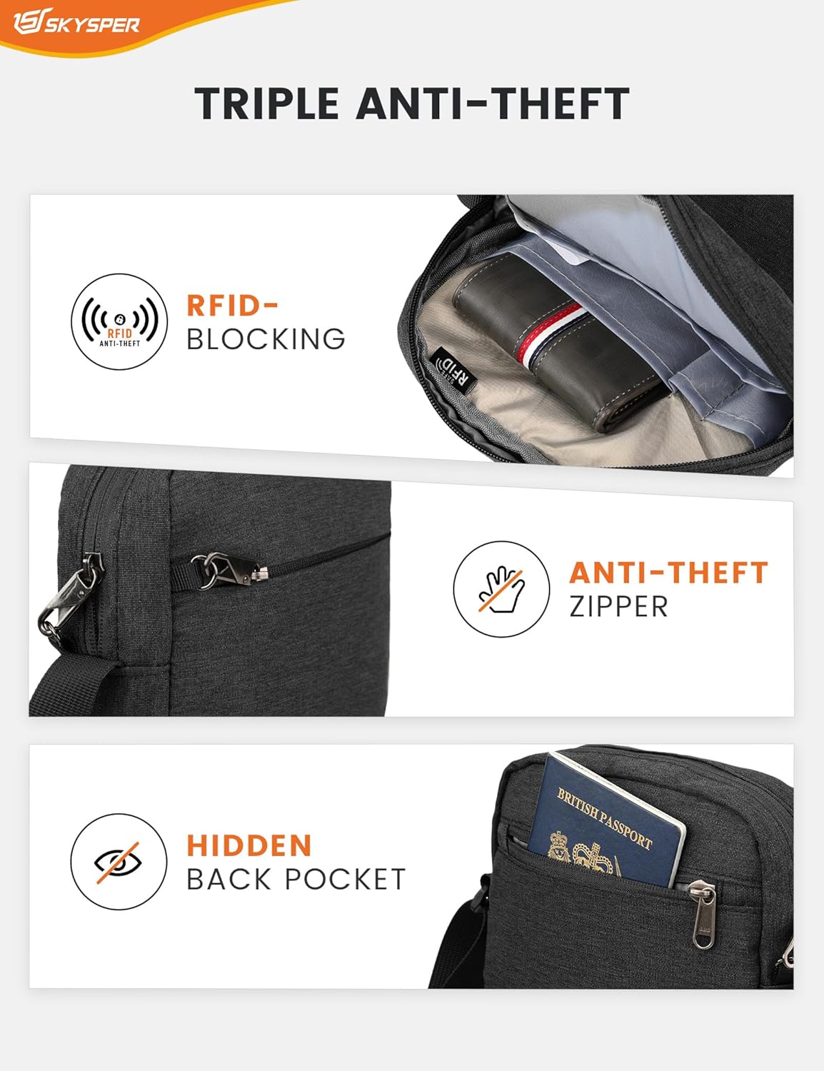 Thumbnail 2 de SKYSPER Small Anti Theft Sling Bag 9.8in