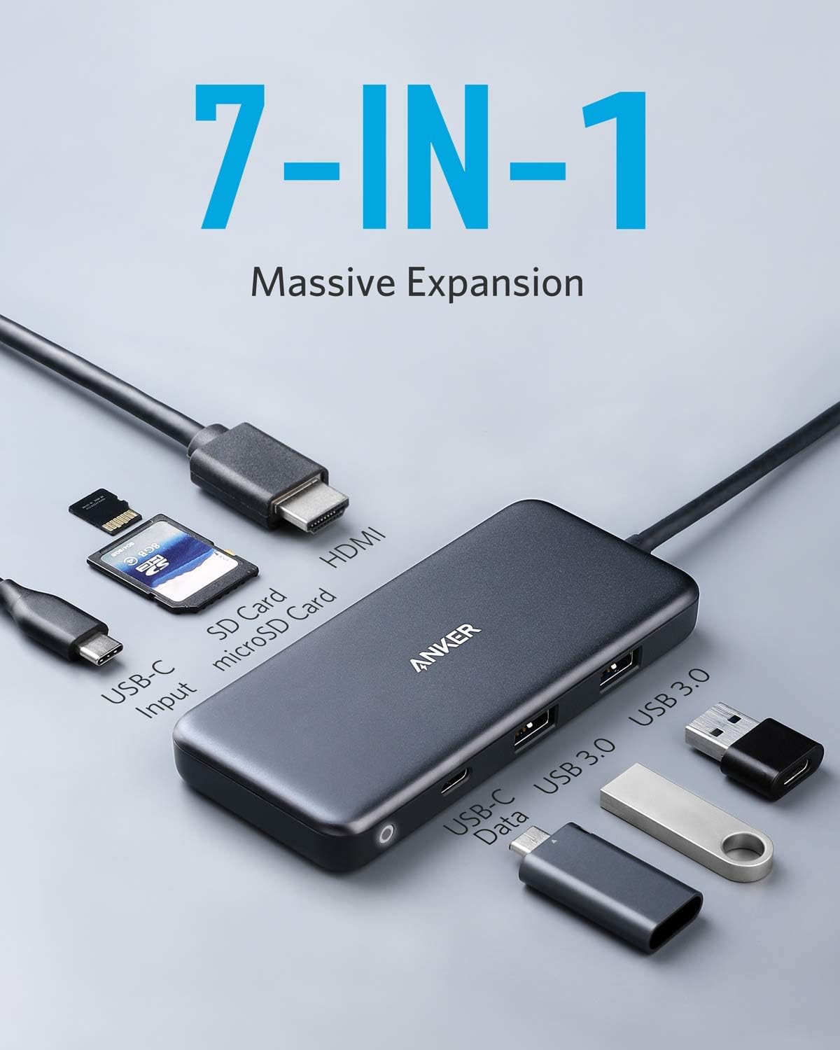 Thumbnail 1 de Anker Adaptador USB C 7 en 1 con HDMI 4K 🚀