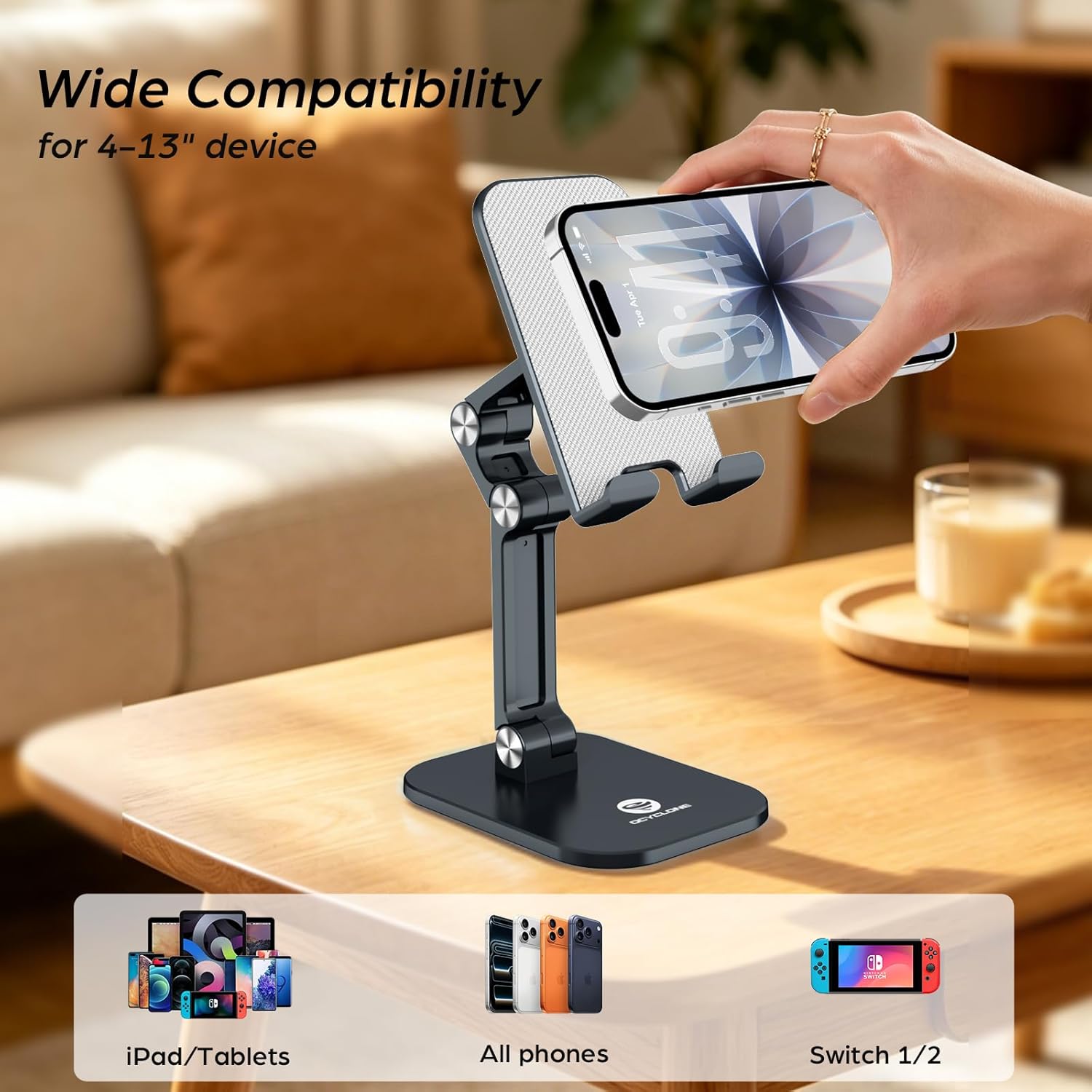 Detalle 2 de OCYCLONE Phone Stand Adjustable Height for 4.7–13"