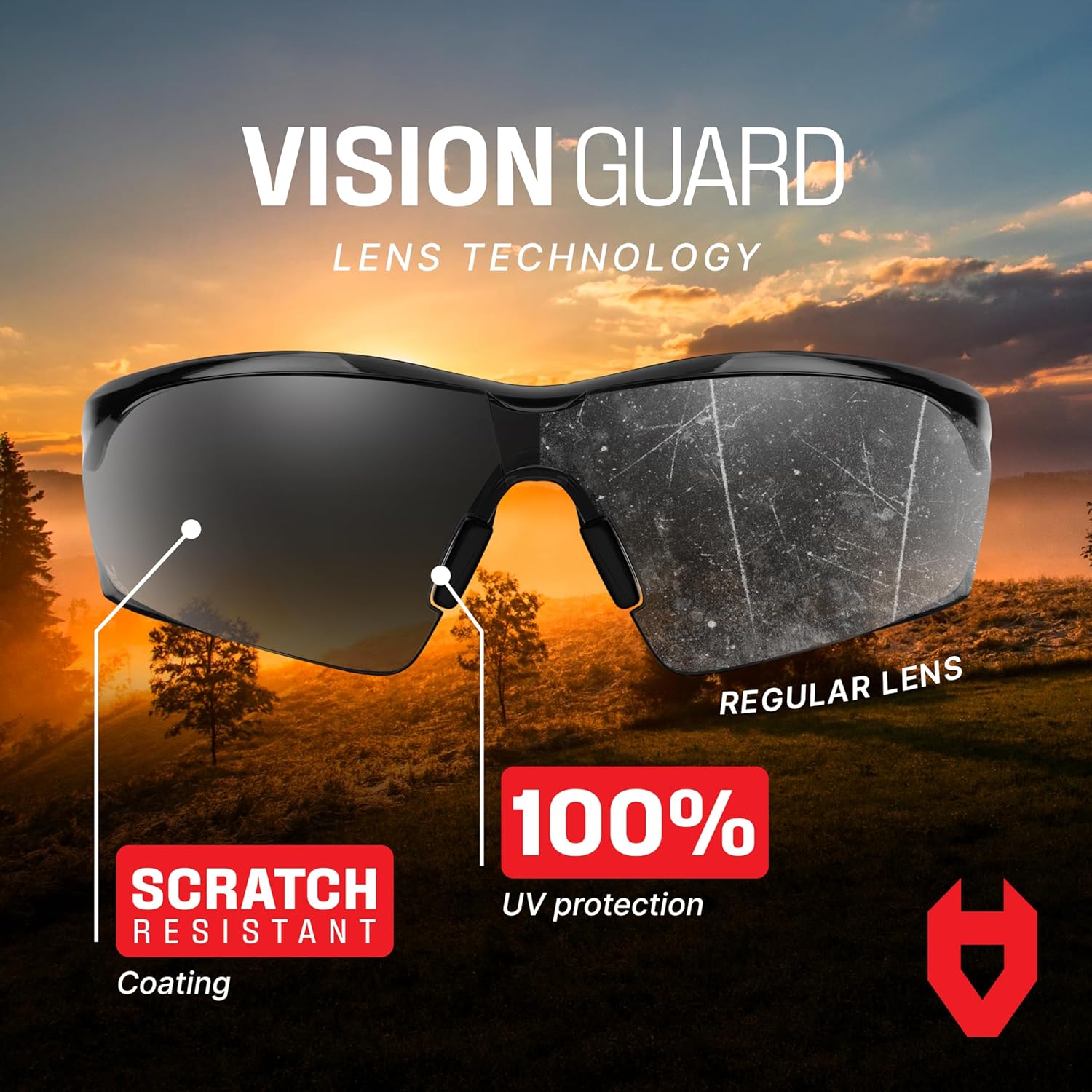 Thumbnail 3 de NoCry Safety Sunglasses with Green Tinted Wraparound Lenses (Black & Red) – UV400 PPE eye protection