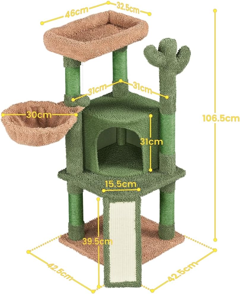 Thumbnail 6 de Yaheetech Cactus Cat Tree – Cute Indoor Cat Tower with Multi-Level Scratching Posts