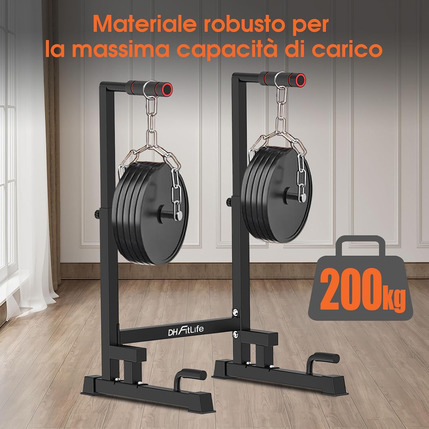 Detalle de DH FitLife barres de dips réglables FitLife (100–130 cm, 9 niveaux)