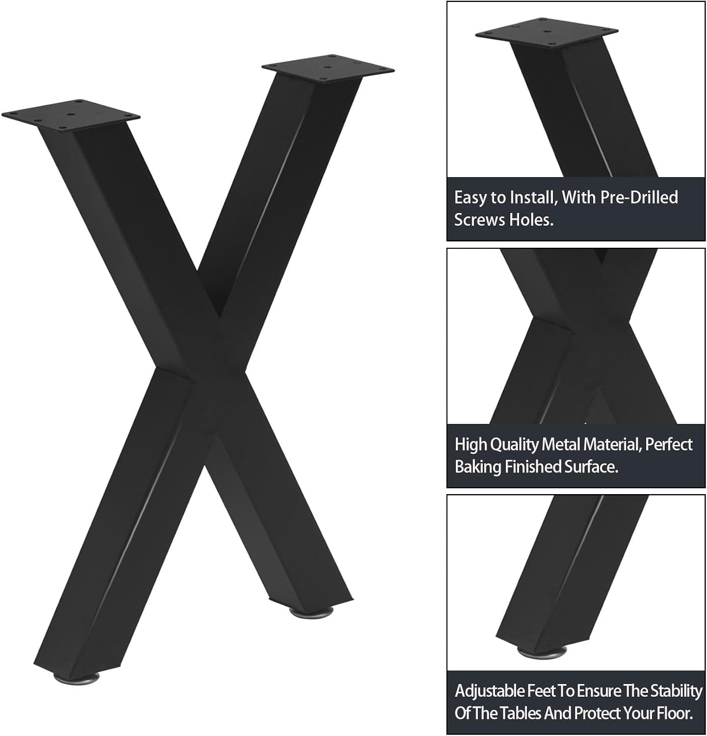Detalle de Taelakeni X-Shaped Metal Bench Legs, 16 Inch