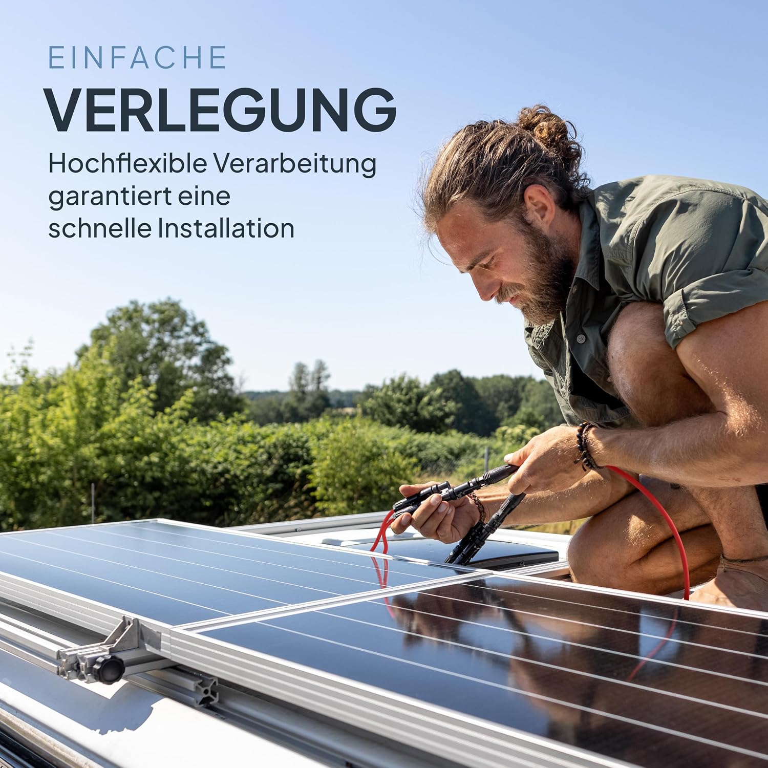 Detalle de SEPO-Leitungen Solarkabel 6mm², 10 m – H1Z2Z2-K, Made in EU, 0% MwSt., Außenkabel für Photovoltaik