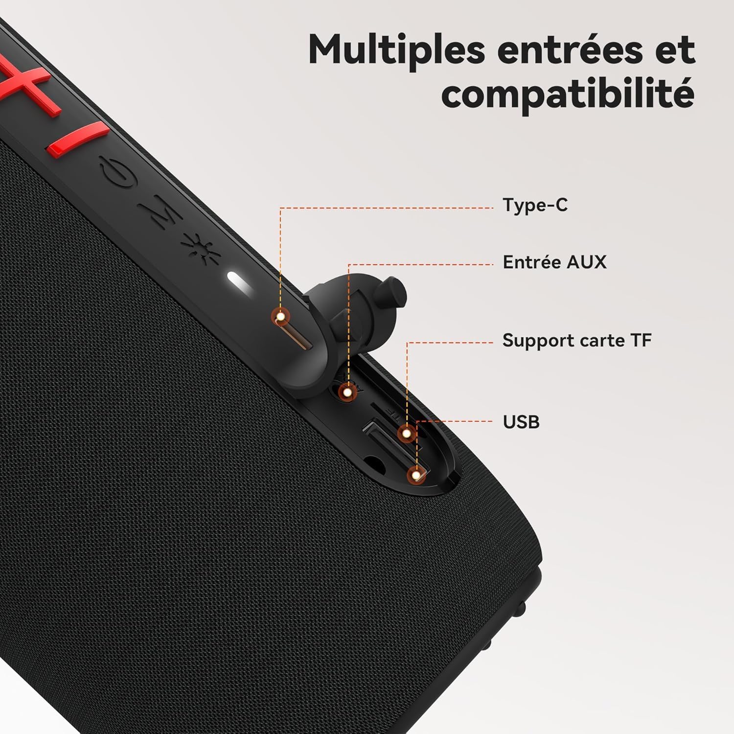 Thumbnail 5 de oraolo Enceinte Bluetooth puissante 24W mini portable IPX6 (Bluetooth 5.4, RGB, TWS, USB, AUX, TF, jusqu’à 30 h)