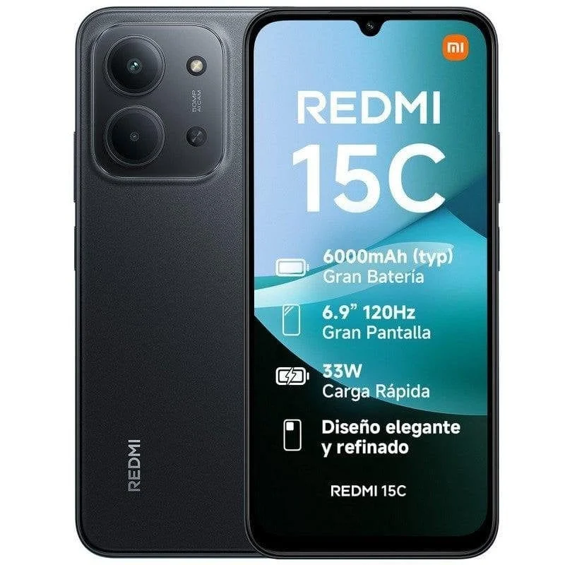 Detalle de Xiaomi Redmi 15C 8GB/256GB, 6.9" pantalla 120 Hz, batería de 6000 mAh y NFC – negro