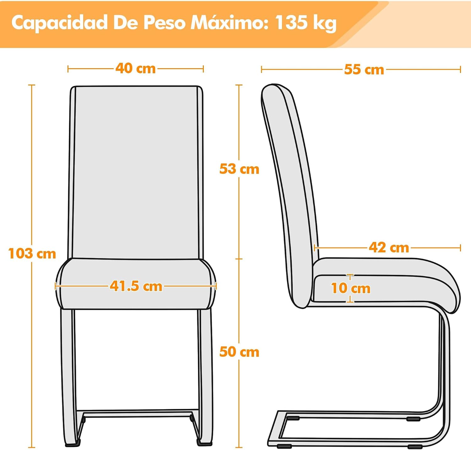 Detalle de Yaheetech sillas de comedor 47 cm
