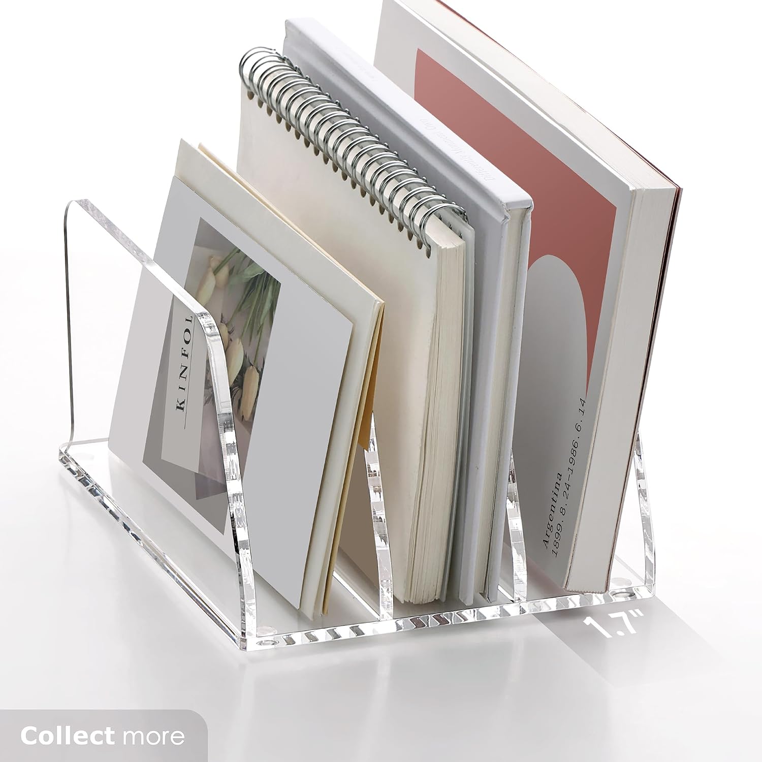 Detalle de SANRUI 3-Section Acrylic Desk File Sorter, Clear Vertical Organizer