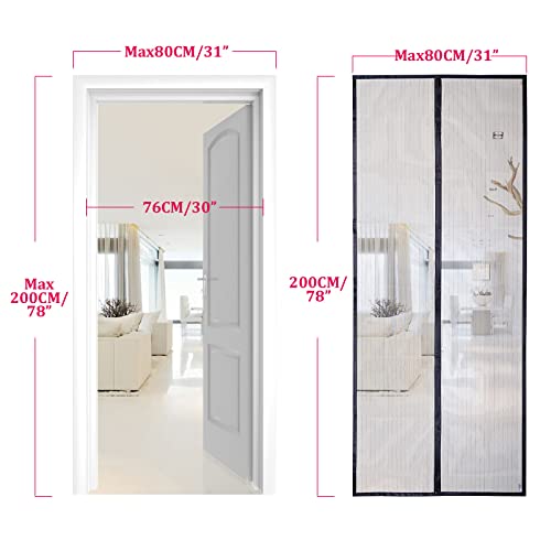 Detalle de Mosquitera magnética para puerta de Apalus 80x200 cm – Negro