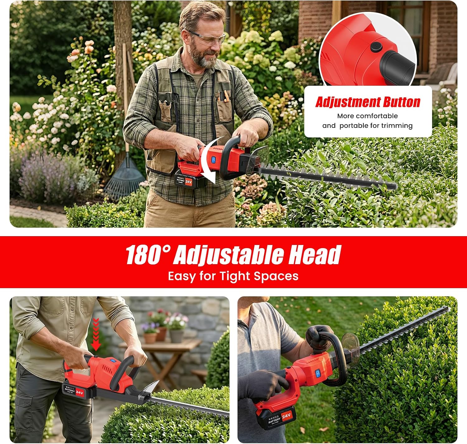Detalle 1 de RAXONE Cordless Hedge Trimmer 22-Inch