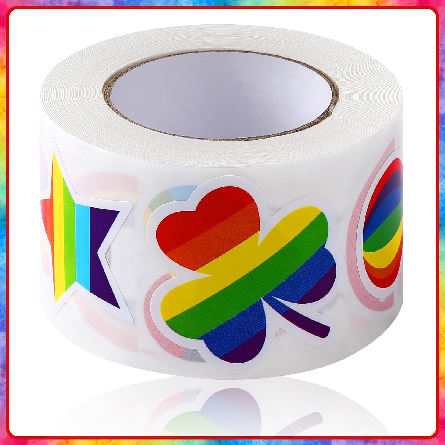 Thumbnail 3 de SANNIX 9847 Pride Stickers, 500-Roll with 8 Rainbow Designs