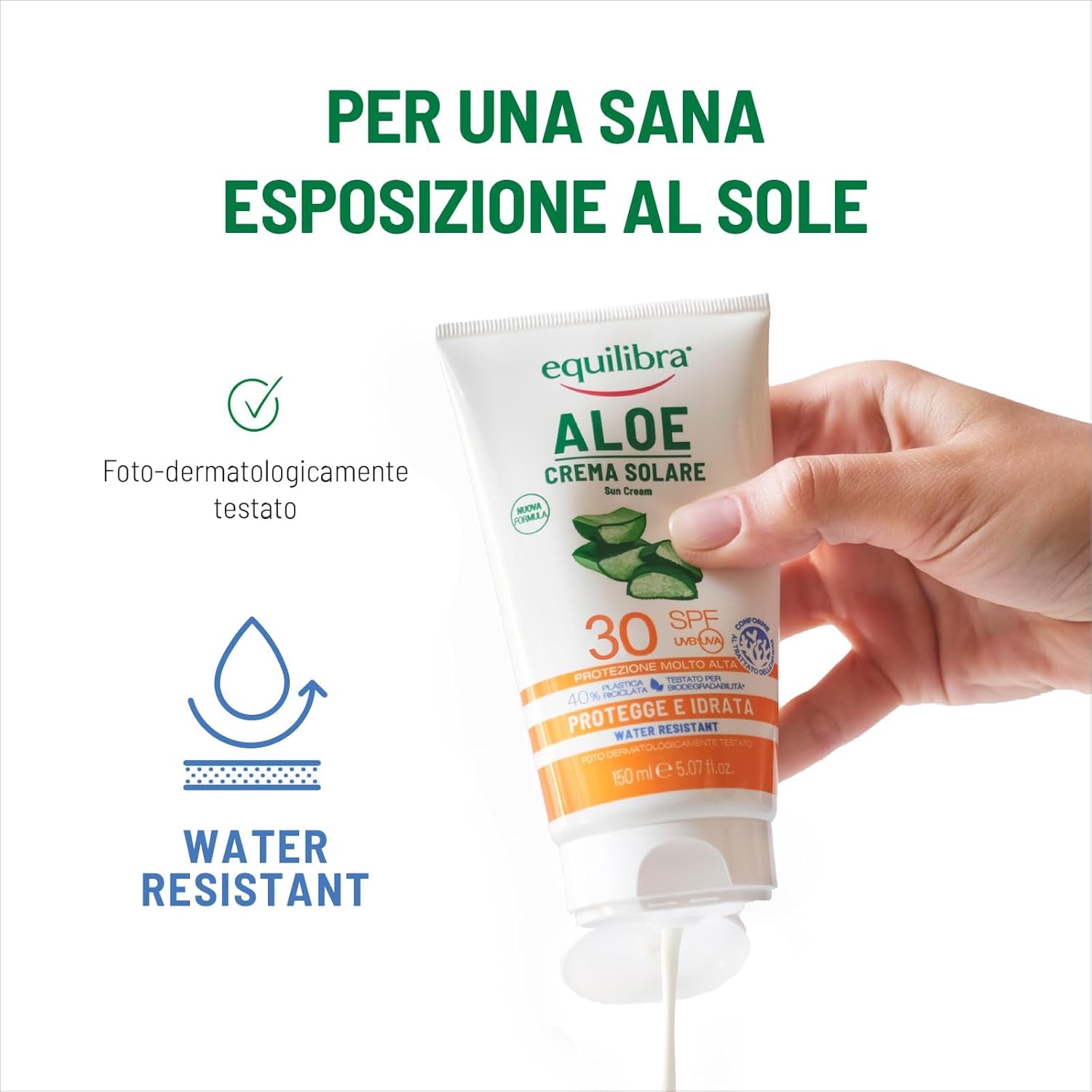 Thumbnail 4 de equilibra Solari Aloe Crema Solare SPF 30 – Protezione idratante con Aloe Vera, Vitamine e Oli nutrienti, 150 ml