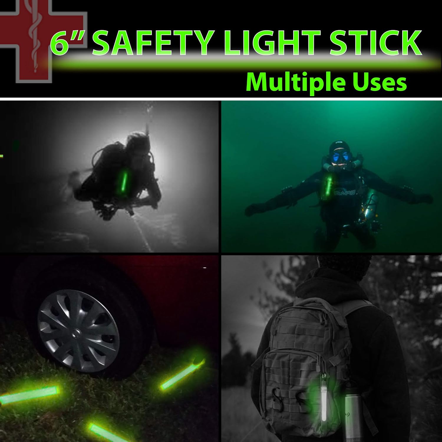 Detalle de HSGUS HSGUS2021 Green Glow Sticks, 32-Pack, 6-Inch, 12-Hour Light