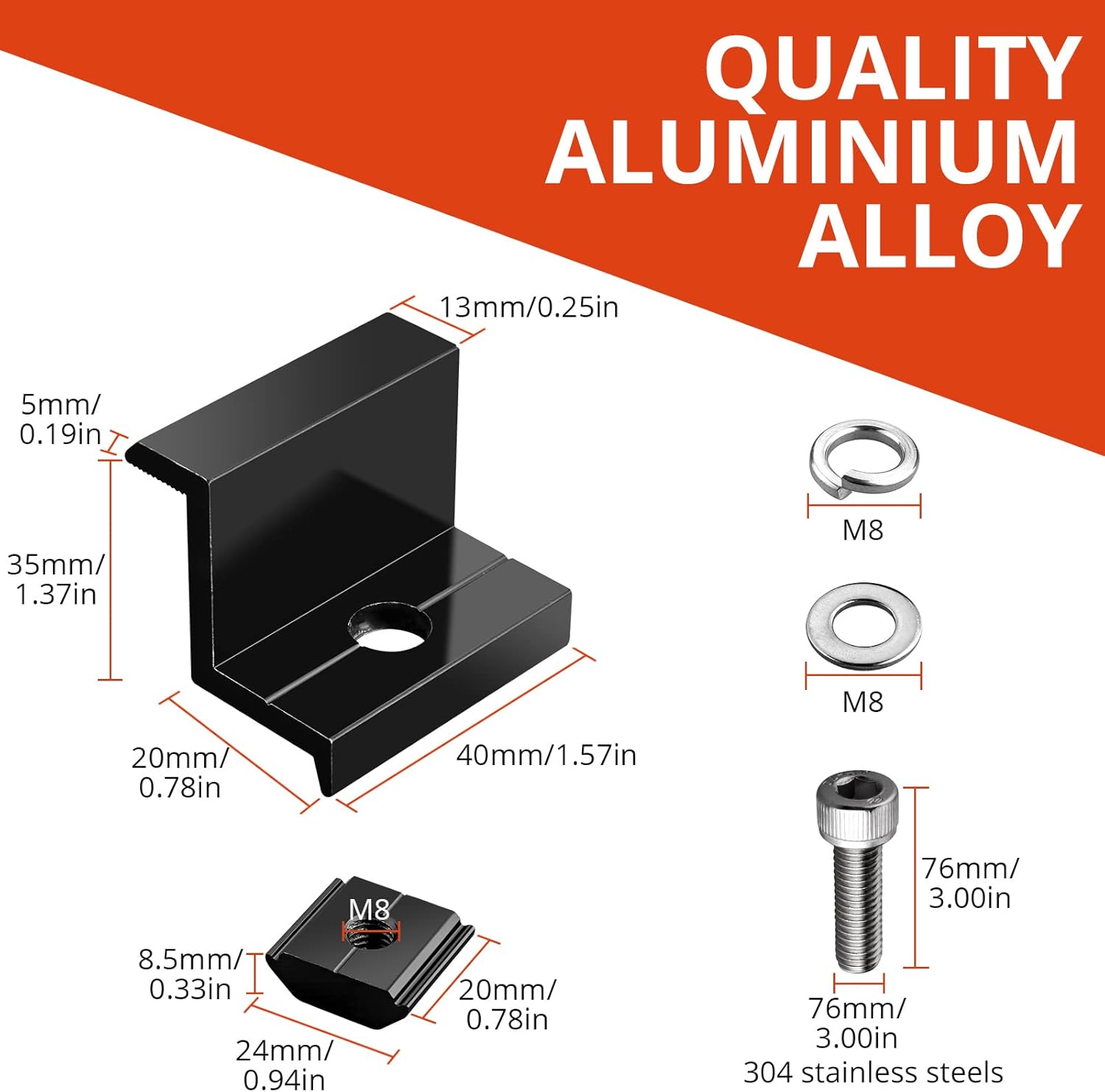 Thumbnail 1 de GETLITOOL Solarmodul Halterung 35mm Endklemme Kit – 10x Randklemme für Photovoltaik Schienenmontage