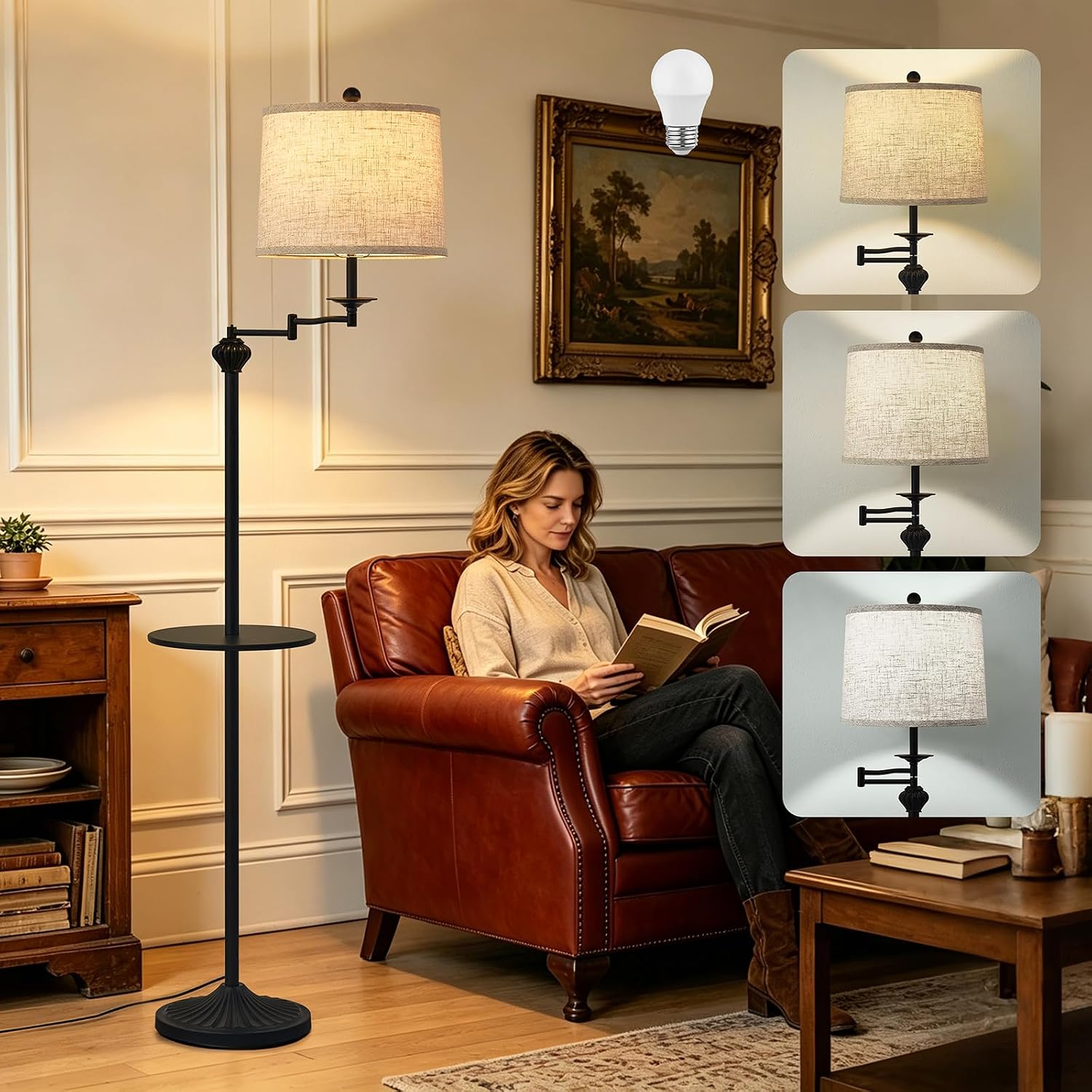Detalle 2 de Floor Lamp with 350° Swing Arm