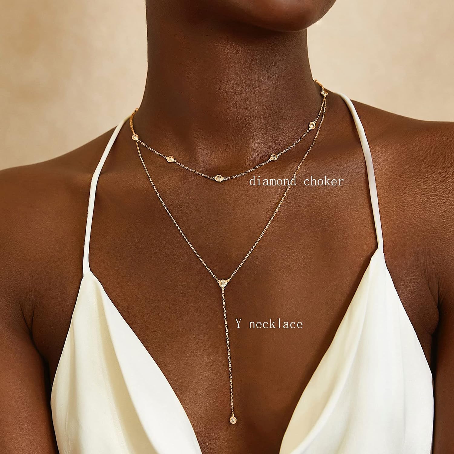 Detalle 1 de Tewiky Cubic Zirconia Necklace, 14K Gold-Plated