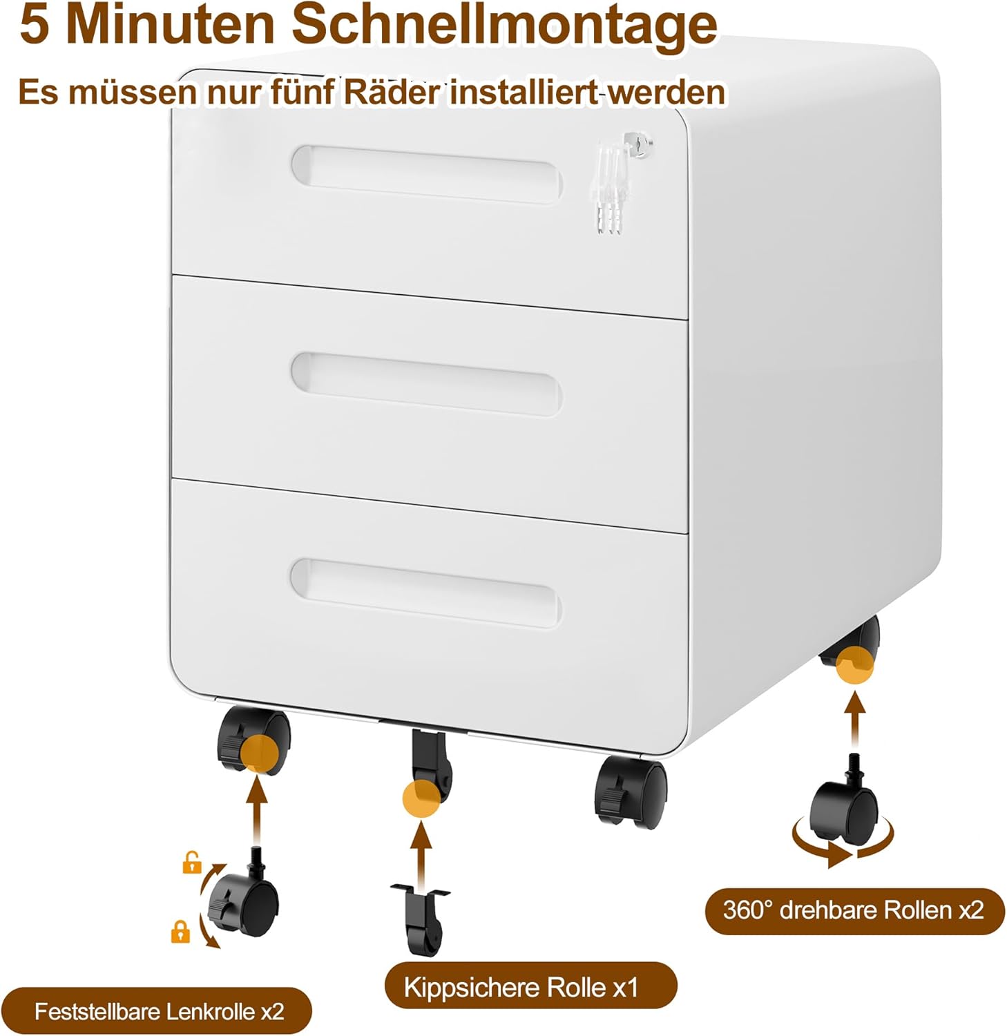 Thumbnail 6 de HOMSTEEL Rollcontainer Mobiler Aktenschrank