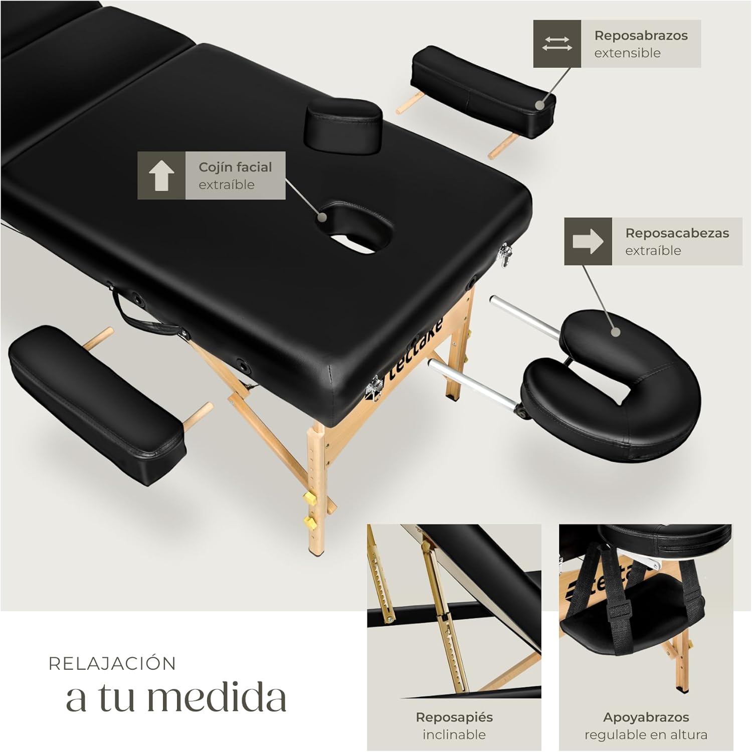 Detalle de tectake Camilla Masaje Plegable 250 kg